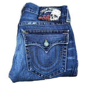 Vintage True Religion Jeans Size 33 'Skull Tab' RICKY Blue